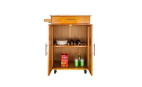 Slickblue Moveable Kitchen Cart with Stainless Steel Table Top & One Drawer & One Cabinet Sapele