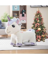 Gymax 6V Electric Animal Ride On Toy Unicorn Kids Plush Ride-on w/ Music & Handlebars