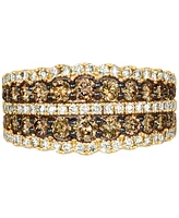 Le Vian Chocolate Diamond & Nude Diamond Multirow Statement Ring (1-5/8 ct. t.w.) in 14k Gold