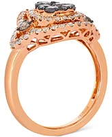 Le Vian Chocolate Diamond & Nude Diamond Pear Halo Cluster Ring (1-1/3 ct. t.w.) in 14k Rose Gold