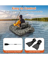 Hongge Inflatable Float Tube with Fish Ruler, Rod Holder, and Storage Pockets
