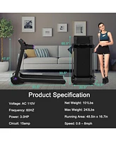 Hongge 3HP Electric Folding Treadmill with Bluetooth Speaker-Purple