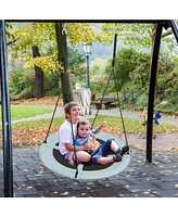 Hongge 40 Inches Saucer Tree Swing with Adjustable Hanging Ropes and 900D Oxford Fabric