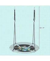 Hongge 40 Inches Saucer Tree Swing with Adjustable Hanging Ropes and 900D Oxford Fabric