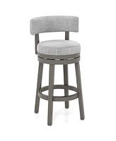 Sugift Swivel Bar Stool with Upholstered Back Seat and Footrest-31 inches