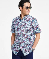 Club Room Men's Poplin Casa Floral Printed Short-Sleeve Shirt, Exclusively at Macy's