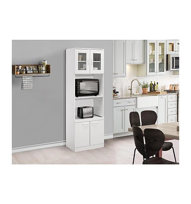 Kings Brand Furniture Danbury Tall Kitchen Pantry, Microwave Storage Cabinet, White