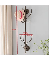 Kings Brand Furniture – Nino Metal 12 Hook Wall Mount Coat & Hat Rack, Pewter