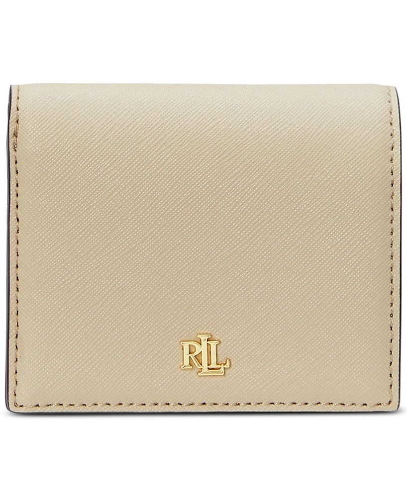 Lauren Ralph Crosshatch Leather Compact Wallet