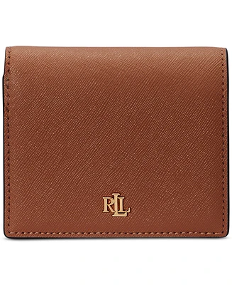 Lauren Ralph Crosshatch Leather Compact Wallet