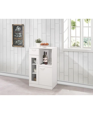 Kings Brand Furniture Lewiston White Kitchen Storage Cabinet, 1 Drawer 2 Doors & Shelves