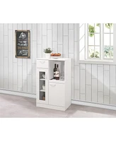 Kings Brand Furniture Lewiston White Kitchen Storage Cabinet, 1 Drawer 2 Doors & Shelves