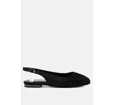 Rag & Co Cheeni Satin Square Toe Flat Slingbacks