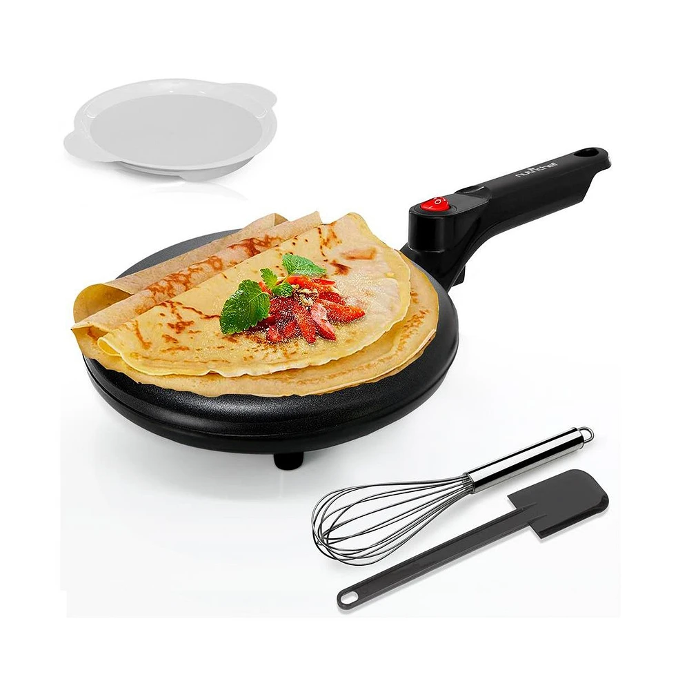 NutriChef 8-Inch Electric Crepe Maker and Griddle with Non-Stick Surface, 800W - PKCRM08