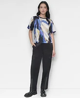 Dkny Women's Printed Short-Sleeve Crewneck Top