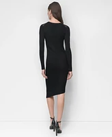 Dkny Women's Mesh Neckline Sweater Dress