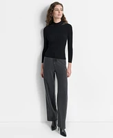 Dkny Women's Mock-Neck Sheer-Detail Long-Sleeve Sweater