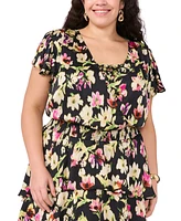 Vince Camuto Plus Size Floral-Print Tiered Maxi Dress