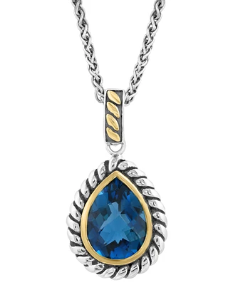 Effy London Blue Topaz 18" Pendant Necklace (6-1/2 ct. t.w.) in Sterling Silver & 14k Gold-Plate