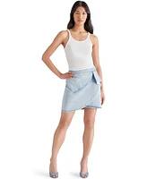 Steve Madden Women's Iilana Cotton faux-Wrap Denim Skirt