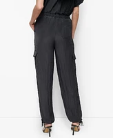 Dkny Women's Tie-Waist High-Rise Crinkle Cargo Joggers