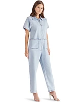 Steve Madden Women's Eira Zip-Front Short-Sleeve Jumpsuit