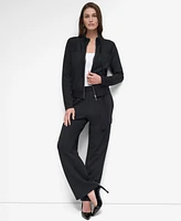 Dkny Women's Pinstripe Zip-Front Stand-Collar Jacket