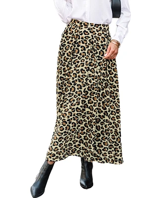 Cupshe Women's Leopard Print Pleated Maxi Skirt