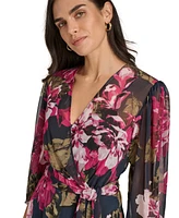 Calvin Klein Women's Printed Surplice-Neck A-Line Faux-Wrap Dress