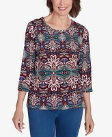 Alfred Dunner Women's Abstract Leaf Print Top