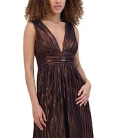 Siena Women's Metallic Pleated Maxi Dress