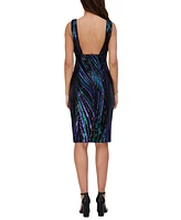 Siena Women's Sequin Stripe V-Neck Sheath Dress