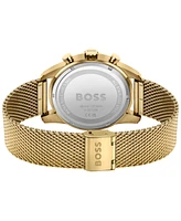 Hugo Boss Men's Skymaster Gold-Tone Stainless Steel Mesh Bracelet 44mm