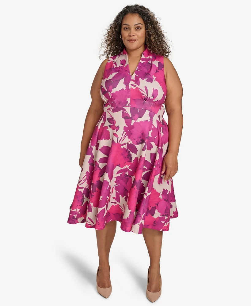 Calvin Klein Plus Floral-Print Fit & Flare Dress