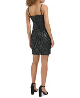 Siena Women's Floral Lace Faux-Leather Bodycon Dress