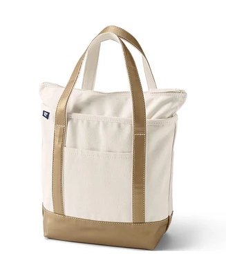 Lands' End Medium Metallic 5 Pocket Zip Top Canvas Tote Bag