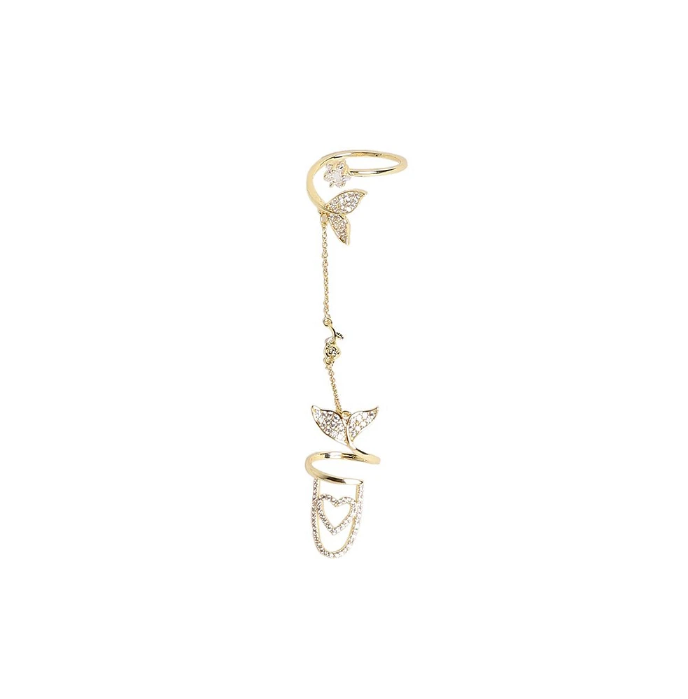 Sohi Women's Foliage Heart Nail Ring