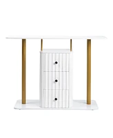 Slickblue Modern Console Table with 3 Drawers and Faux Marble Veneer for Stylish Entryway Storage