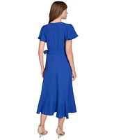 Tommy Hilfiger Women's Flutter-Sleeve Ruffle-Hem Dress