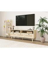 Slickblue Stylish Tv Stand with Solid Wood Feet Durable Tv Console Table for Living Room Decor