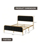 gaomon Full/King/Queen Size Velvet Platform Bed Frame, Heavy Duty Mattress Foundation With Wood Slats And No Box Spring Needed, Noise Free Design