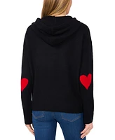 CeCe Women's Valentine Heart-Elbow Hoodie Sweater