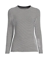 Lands' End Women's Lightweight Jersey Skimming Long Sleeve Crew Neck T-shirt