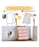 gaomon Dresser For Bedroom With 4 Drawers And Metal Handle,Chest Of Drawers, Sturdy Frame Modern Bedroom Furniture, Wood Dressers With Drawers