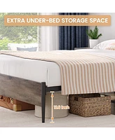gaomon Full Bed Frame with Wooden Headboard and Footboard,Metal Queen Size Bed Frame