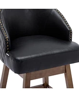 360 Degree Swivel Bar Chairs Set of 2,Counter Height Stools with Footrest-The Pop Home