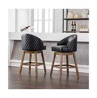 360 Degree Swivel Bar Chairs Set of 2,Counter Height Stools with Footrest-The Pop Home