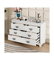 gaomon 6 Drawer Double Dresser, Dresser Closet With Anti-Tip Devices, Metal Handle, Modern Wide Chest Of Drawers, Large Storage Cabinet For Bedroom