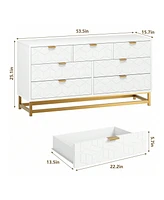 gaomon Dresser For Bedroom, Large 7 Drawer Dresser Organizer With Golden Metal Handle And Legs, Modern Chest Of Drawers, Large Dresser For Closet, Hal
