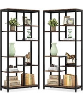 Tribesigns Industrial 8-Shelf Open Bookcase Storage Display Book Shelves Set of 2, 6-Tier Tall Bookshelf Bookcase